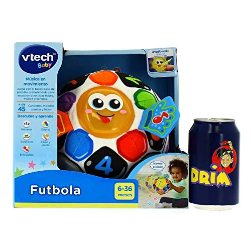 VTech-80-509122, Pelota fútbol bebé Blanda interactiva con más de 45 melodías, Sonidos, Canciones y Frases, favorece la estimulación Sensoria, Multicolor (3480-509122)