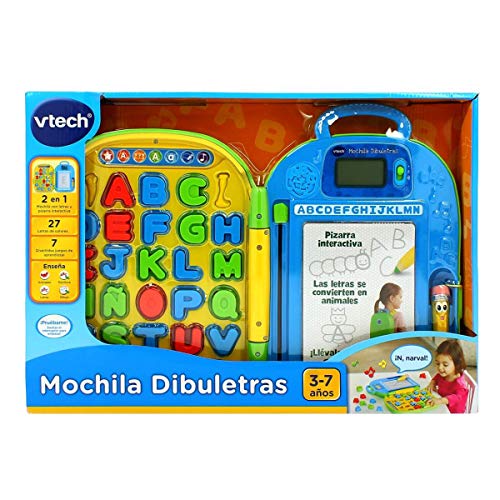 VTech-80-603422 Mochila Educativa Dibuletras Aprende A Escribir L, Color Verde, 31 cm x 44 cm x 3.5 cm (80-603422)