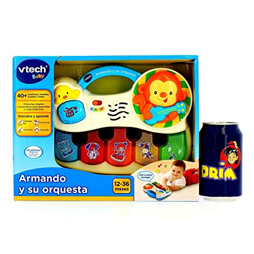 VTech- Armando y su Orquesta Piano Interactivo para Aprender los Instrumentos, los Animales y Sus Sonidos, Color Blanco, 27.4 x 21.6 x 7.9 (3480-150822)