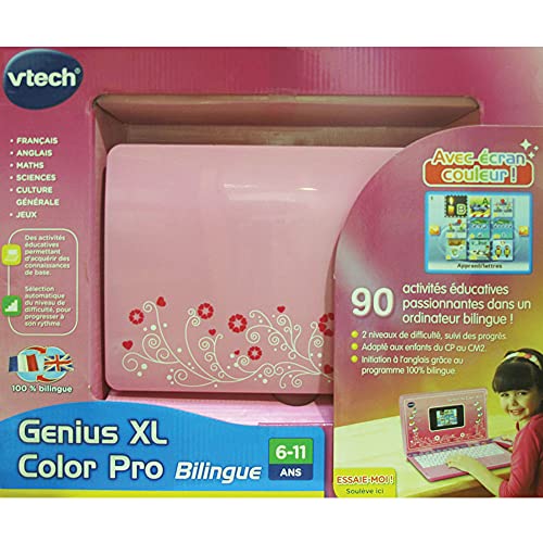 VTech - Genius Color XL Pro Bilingüe, Computer Kid, Rose (133865) (versión en inglés)