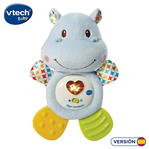 VTech HIPO mordedor Hipopótamo de Peluche Musical y sonajero Que Ayuda a calmar + 80-185322 Sonajero Pajarito Pío con Voz