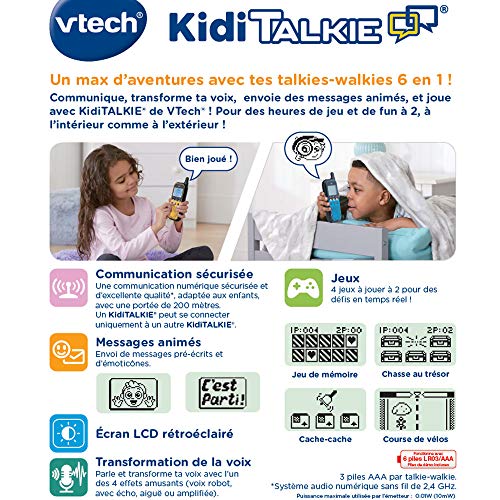 Vtech Kidi Talkie - Walkie-Talkie para niños con Pantalla y Juegos, Juguete electrónico Educativo