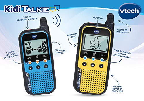 VTech KidiTalkie 6 en 1, Walkie Talkie, envía Mensajes y Juega con una conexión Segura, Mantener Las distancias al Hablar, versión ESP, Color Azul (3480-518567), Amarillo