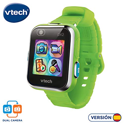 VTech - Kidizoom Smart Watch DX2, Reloj inteligente para niños, doble cámara de fotos, vídeos, juegos, color Verde, Versión ESP (80-193887)