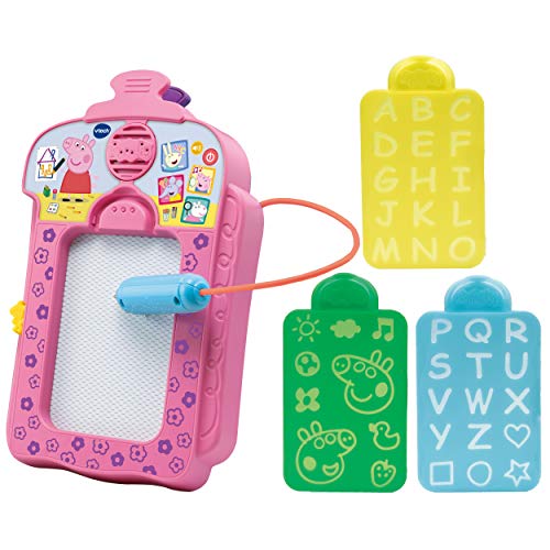 VTech Maltafel Pizarra de Dibujo, Juguete para niños pequeños, Peppa Pig, Contenido Educativo, Formas, Vocabulario, música, Creatividad, Sonidos de Letras, Color carbón (80-198004)