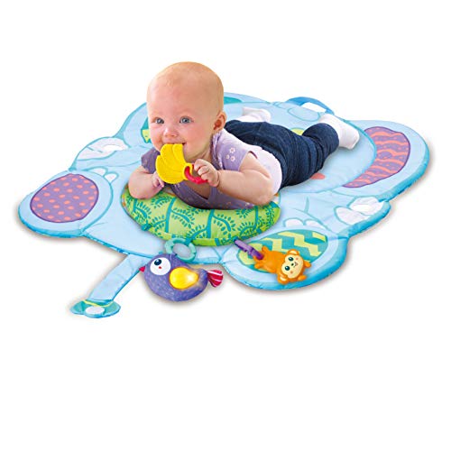 VTech - Mantita multijuegos 3 en 1, Manta de Actividades y Alfombra de Gimnasio para Bebes +3 Meses, Diferentes Formas de Juego, Incluye un cojín y Tres muñecos, Multicolor, versión ESP