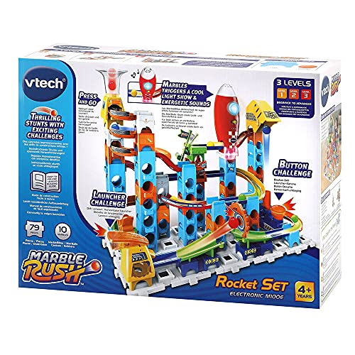 VTech Marble Rush Rocket Set Electronic M100E-Circuito de canicas-Juguetes de construcción niños +4 años-Versión ESP (3480-542249), Color