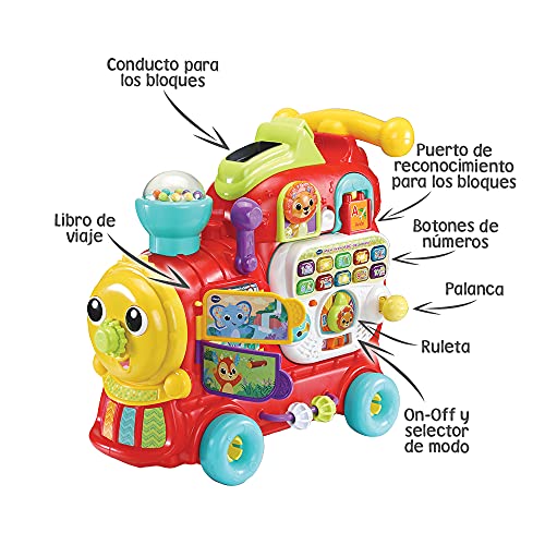 VTech Maxi Tren ABC de Paseo, Andador, Carrito y correpasillos para Aprender a Caminar-Juguete bebés +1 año-Versión ESP (3480-547822), Color