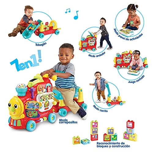 VTech Maxi Tren ABC de Paseo, Andador, Carrito y correpasillos para Aprender a Caminar-Juguete bebés +1 año-Versión ESP (3480-547822), Color