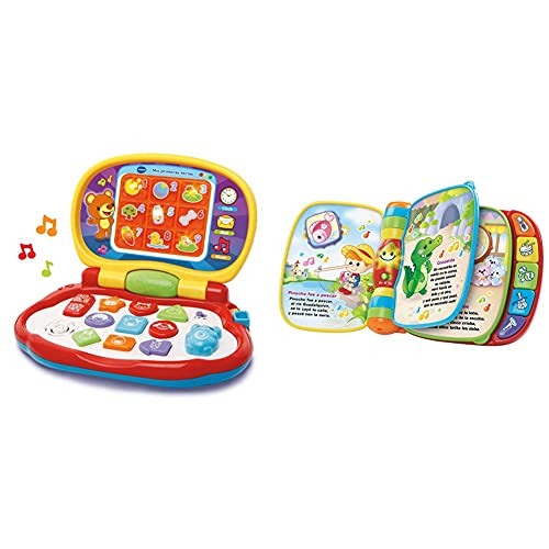 VTech -Mis primeras Teclas Ordenador Infantil con Tres Modos de Juegos Que enseña Animales, Colores + Primeras Canciones, Libro Interactivo para bebé +6 Meses