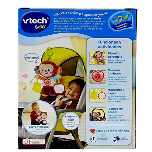 VTech- Monito Bebé Peluche Interactivo, Multicolor (3480-513422)