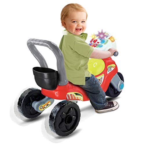 VTech - Moto de carreras 3en1 roja, Correpasillos andador evolutivo con tres modos de juego, panel interactivo, enseña colores, música y hábitos cotidianos, multitud frases y canciones (80-529467)