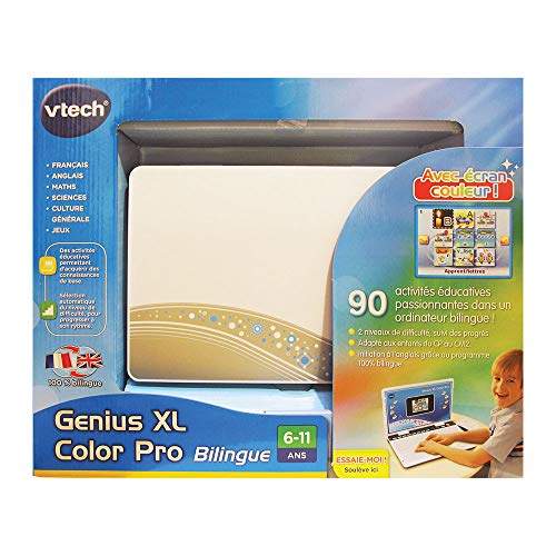 VTech - Ordenador Genius XL Pro Bilingüe, Computer Kid, Plata (133845) (versión en francés-inglés)