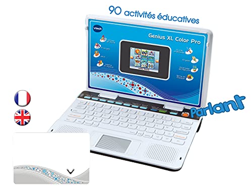 VTech - Ordenador Genius XL Pro Bilingüe, Computer Kid, Plata (133845) (versión en francés-inglés)