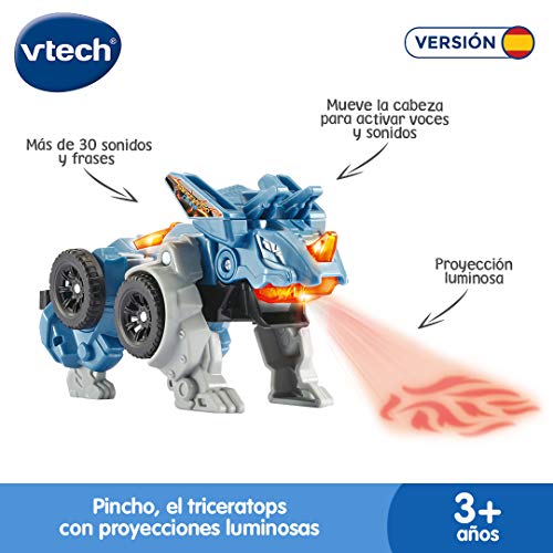 VTech Switch&Go Dinos, Pincho el tricerátops, Dinosaurio Que se transforma en vehículo, Juguete para niños +3 años, Versión ESP (3480-542922), Color