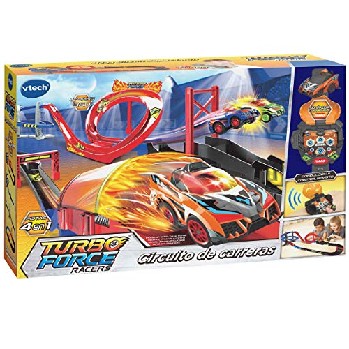 VTech Turbo Force Racers Circuito de Carreras, Pista de Acrobacias para los Coches Teledirigidos, Incluye 1 Coche Control Remoto + Mando Turbocontrol, Multicolor (3480-517522) , color/modelo surtido