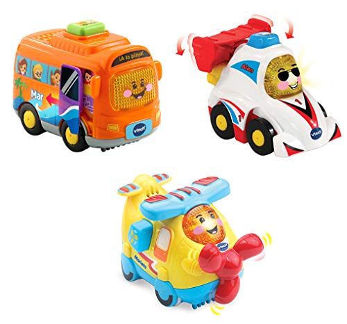 VTech TutTut Bólidos Pack de 3 coches con botón sorpresa, Alan fórmula 1, Mar el autocar y Marieta la avioneta, multicolor (3480-242177) , color/modelo surtido