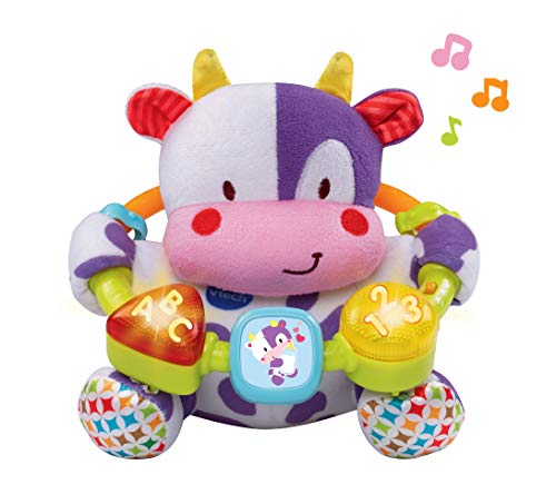 VTech- Vaca muusical Peluche Interactivo de Bebe con Suaves, Multicolor, única (3480-166022) + Duracell - Nuevo Pilas alcalinas Plus AAA , 1.5 Voltios LR03 MN2400, Paquete de 8