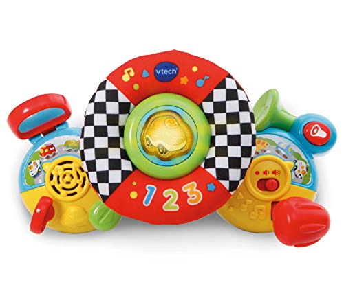 VTech Volante de Paseo Tut Tut Bólidos, Juguete para el Carrito con Tiras de Sujeción + Primeras Canciones, Libro Interactivo para bebé +6 Meses con Las Canciones Infantiles más Populares