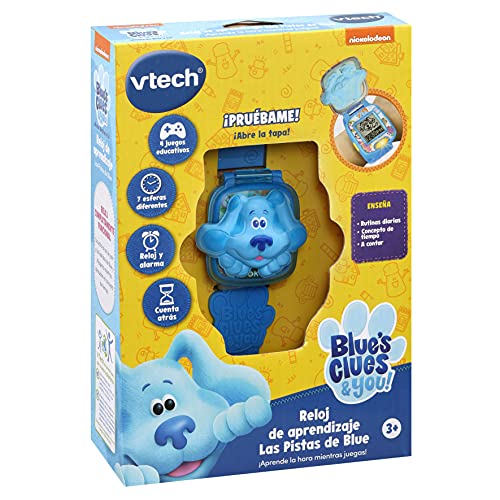 VTech VTech-123-611722 Pistas de Blue y tú Reloj de Aprendizaje, Juguete Educativo para niños +3 años, Voces Originales de la Serie, Color Azul, versión ESP (3480-611722)