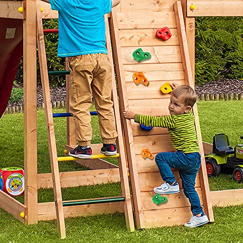 WADEO 20 Piezas Presas Escalada de Pared Niños Escalar Kit para Juego de Patio Interior/al Aire Libre para Niños