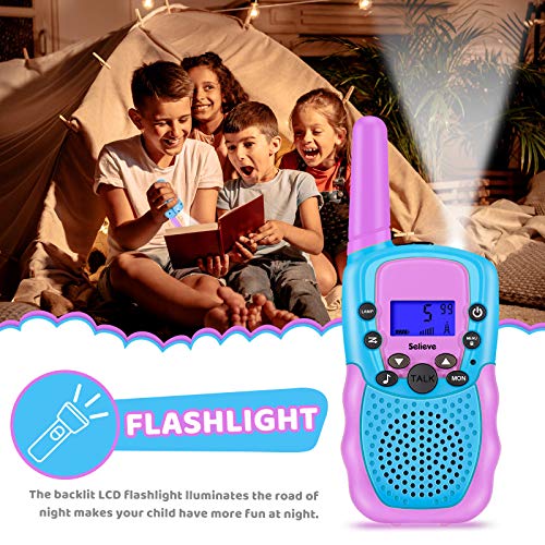 Walkie Talkie 3 Pack Niños Selieve Juguetes para Niños Niñas de 3-8 Años 3 KM de Largo Alcance con 8 Canales, Regalos para Niños o Niñas Adolescentes de 5 a 12 Años (Naranja)