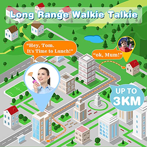 Walkie Talkie Niños, Fede Juguetes Niños 3 4 5 6 7 8 Años Regalo Niños 3-12 Años Juguetes Niña 3-12 Años 8 Canales 3 KM Alcance Juguete con LCD Retroiluminado Linterna Juegos Infantiles