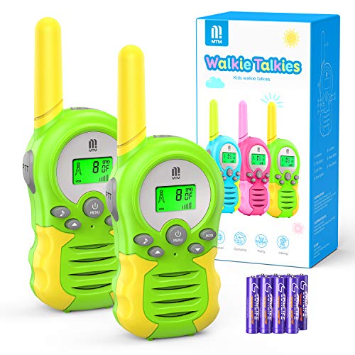 Walkie Talkie PMR446 8 Canales Función VOX Rango de 3KM 10 Tonos de Llamada con LCD Retroiluminada Walky Talky con Pilas, para Actividades Externas, Camping (Verde)