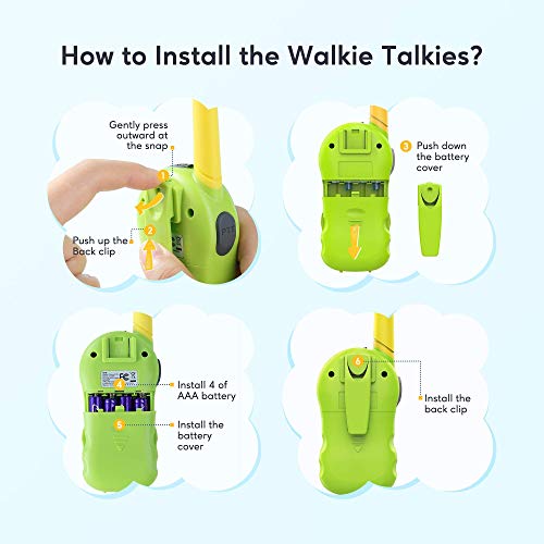 Walkie Talkie PMR446 8 Canales Función VOX Rango de 3KM 10 Tonos de Llamada con LCD Retroiluminada Walky Talky con Pilas, para Actividades Externas, Camping (Verde)