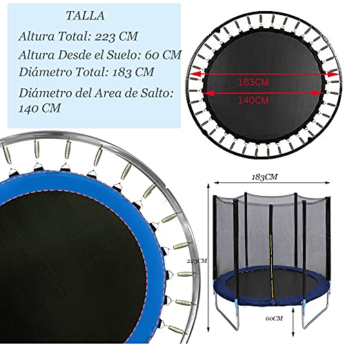 Wangkangyi 6ft Cama Elastica Niños,Cama Elastica Exterior con Red Protectora,Camas Elasticas para Niños Exterior,Trampolin Infantil 1,8 Metros de Diámetro,Aguanta 300 kg
