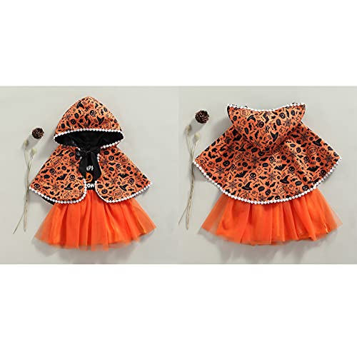 WangsCanis Disfraz de Halloween para niña, disfraz de Halloween para niña, vestido de calabaza, ropa de bebé, Halloween, vestido de princesa., Negro C, 2-3 Años