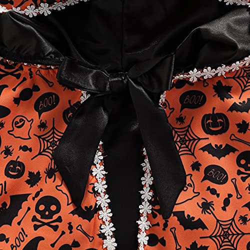 WangsCanis Disfraz de Halloween para niña, disfraz de Halloween para niña, vestido de calabaza, ropa de bebé, Halloween, vestido de princesa., Negro C, 2-3 Años