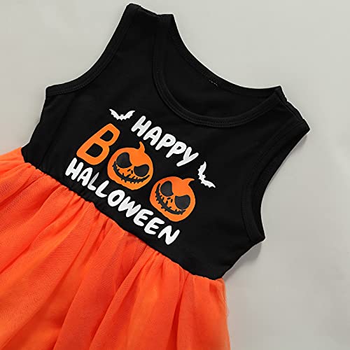 WangsCanis Disfraz de Halloween para niña, disfraz de Halloween para niña, vestido de calabaza, ropa de bebé, Halloween, vestido de princesa., Negro C, 2-3 Años