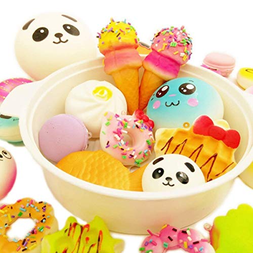 Wanruisi 30 Pack Squishy Toy Jumbo Food Squishise Cat Hamburgers Cream Scented Slow Rising Squishies Charms, Kid Toy, Lovely Toy, Stress Relief Toy, Cell Phone Straps Key, Chains Stress Relief Toy