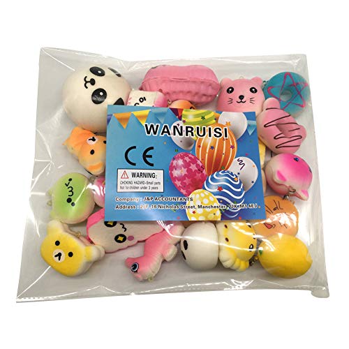 Wanruisi 30 Pack Squishy Toy Jumbo Food Squishise Cat Hamburgers Cream Scented Slow Rising Squishies Charms, Kid Toy, Lovely Toy, Stress Relief Toy, Cell Phone Straps Key, Chains Stress Relief Toy