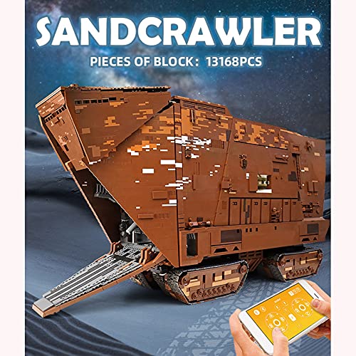 WANZPITS 21009 Star Planet Series App Control Remoto Desert Creeper Sandcrawler Model Technic Building Kit Juego Coleccionable De Star Wars Starships Ensamblar Ladrillos,13168pcs