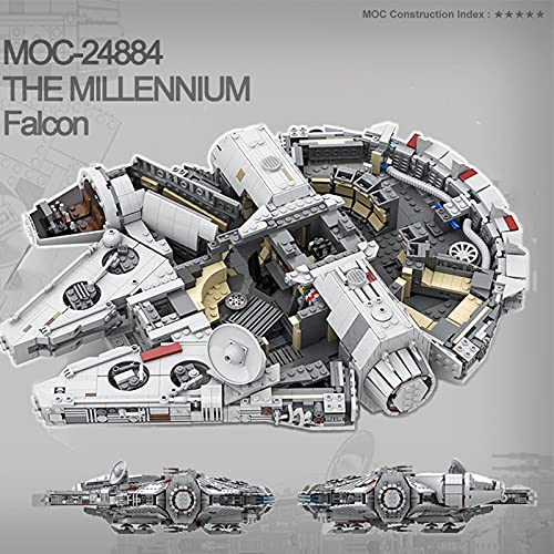 WANZPITS Ultimate Collector Series Medium Scale Millennium Falcon Architecture Model MOC-24884 Creator Expert Spaceship Build Great Building Blocks Set, Compatible con Lego,(3361 Pieces)