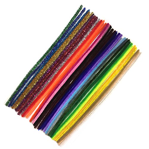 Wartoon 300 pcs varios colores y 100 con purpurina Creative limpiapipas para Manualidades DIY art Craft Decoración chenille Stems (6 mm x 35 cm)