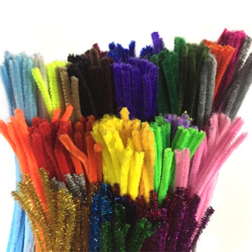 Wartoon 300 pcs varios colores y 100 con purpurina Creative limpiapipas para Manualidades DIY art Craft Decoración chenille Stems (6 mm x 35 cm)