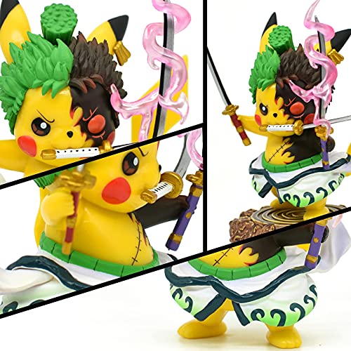 wdd Pokemon Pikachu Cosplay Roronoa Zoro Action Figure Statues GK Collection Birthday Gifts Collectible PVC Model 4"