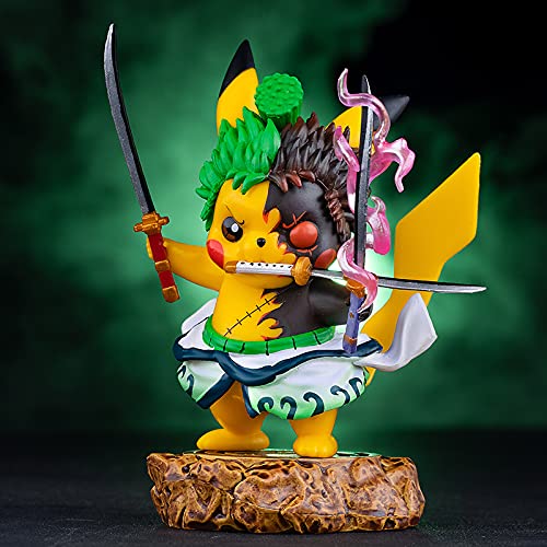 wdd Pokemon Pikachu Cosplay Roronoa Zoro Action Figure Statues GK Collection Birthday Gifts Collectible PVC Model 4"