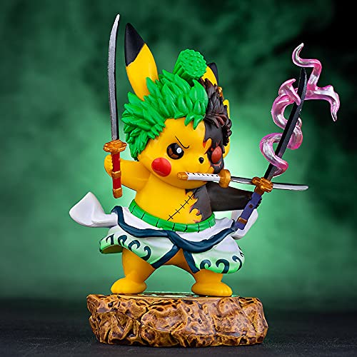 wdd Pokemon Pikachu Cosplay Roronoa Zoro Action Figure Statues GK Collection Birthday Gifts Collectible PVC Model 4"