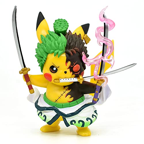 wdd Pokemon Pikachu Cosplay Roronoa Zoro Action Figure Statues GK Collection Birthday Gifts Collectible PVC Model 4"