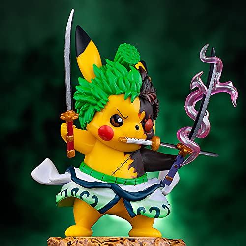 wdd Pokemon Pikachu Cosplay Roronoa Zoro Action Figure Statues GK Collection Birthday Gifts Collectible PVC Model 4"