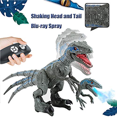 WDSWBEH Juguete de dinosaurio - Velociraptor azul, control remoto dinosaurio juguete RC inteligente robot juguete regalos para niños niño/niña