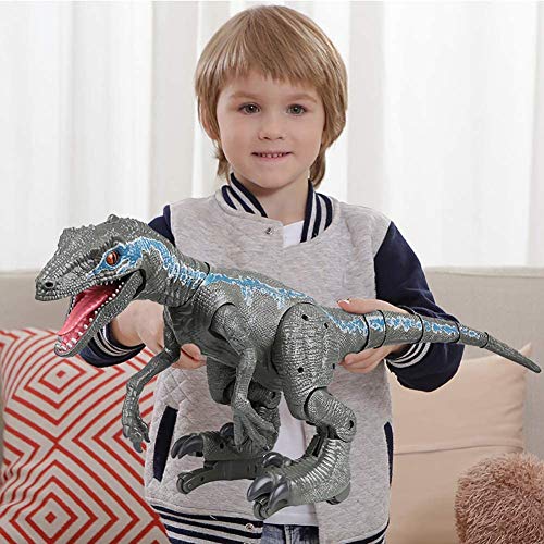 WDSWBEH Juguete de dinosaurio - Velociraptor azul, control remoto dinosaurio juguete RC inteligente robot juguete regalos para niños niño/niña