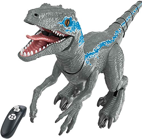 WDSWBEH Juguete de dinosaurio - Velociraptor azul, control remoto dinosaurio juguete RC inteligente robot juguete regalos para niños niño/niña