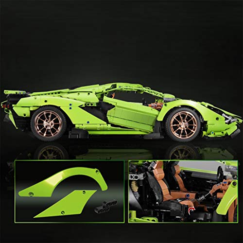 WEERUN Technic Coche Deportivo para Lamborghini Centenario, 1: 8 2.4G Coche con Luz Nocturna Juguetes de Construcción, 3868 Piezas Bloques - Compatible con Lego Technic