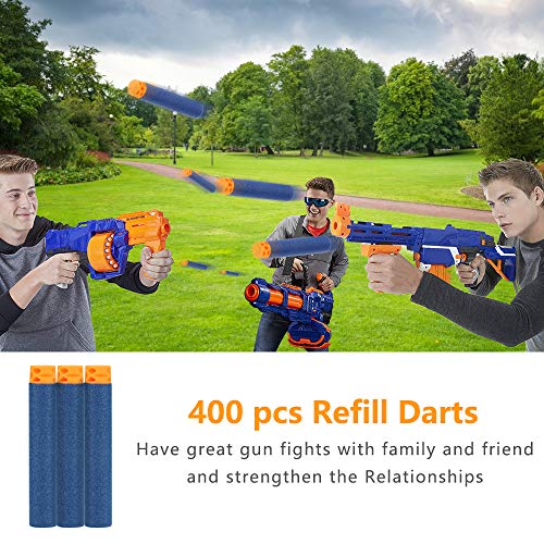 welltop Rellene Bullet Darts para Nerf N-Strike Elite Mega Series Blasters Pistola de Juguete para niños 400Pcs 7.2cm EVA Sponge Blue Flexible Hollow Soft Round Head con Cinco Agujeros