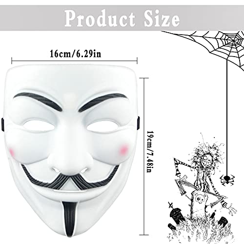 WELLXUNK Máscara de Hacker, Vendetta Máscara, Mascara de Halloween, Máscaras De Terror, Cubierta De Cara De Payaso, Guy Fawkes Mascara, para Disfraz De Halloween Cosplay Accesorios Fiesta Props (M1)